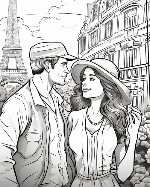 Photo cartoon romance coloring book adult couple