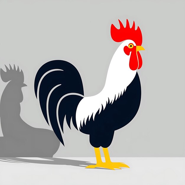 Photo cartoon rooster on white background vector art illustration