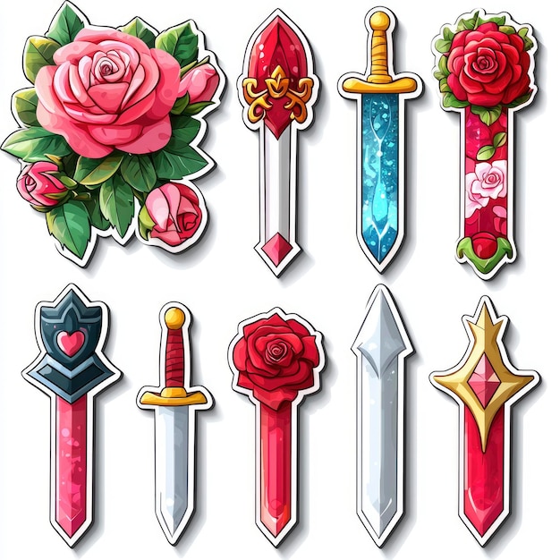 Cartoon Rose Swords Set