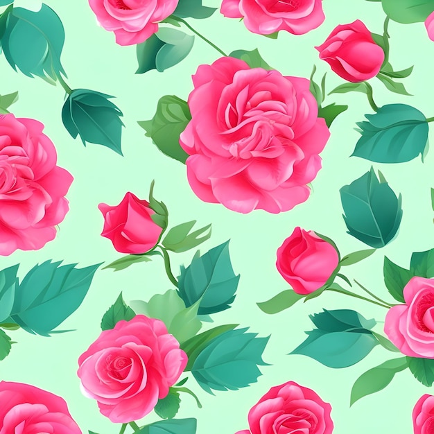 Cartoon roses pattern