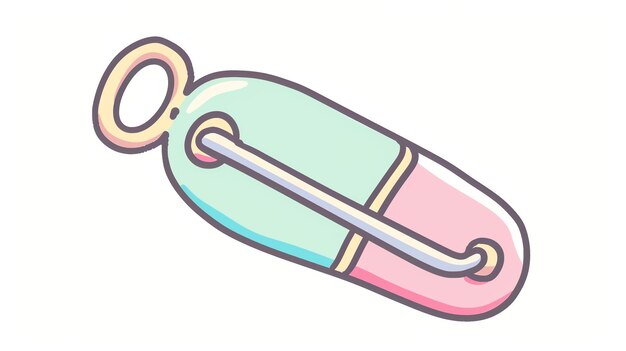 Photo a cartoon safety pin in pastel colors