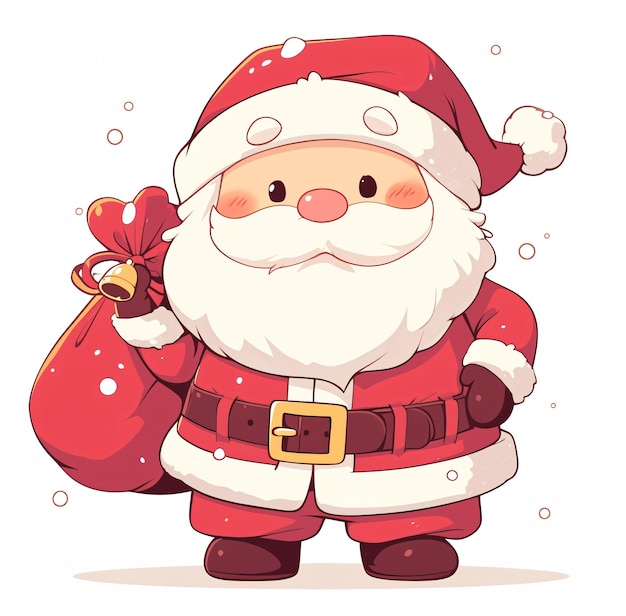 Photo a cartoon of a santa carrying a bag of gifts