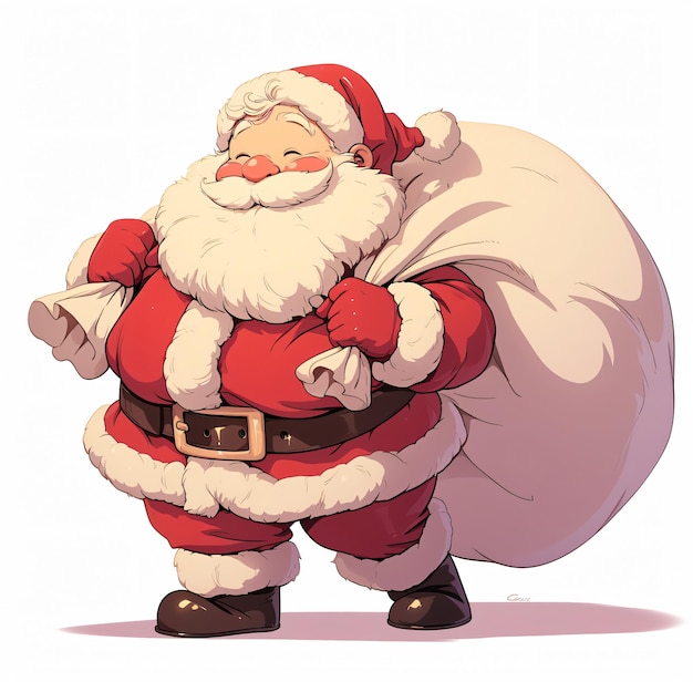 a cartoon of a santa claus carrying a sack of presents