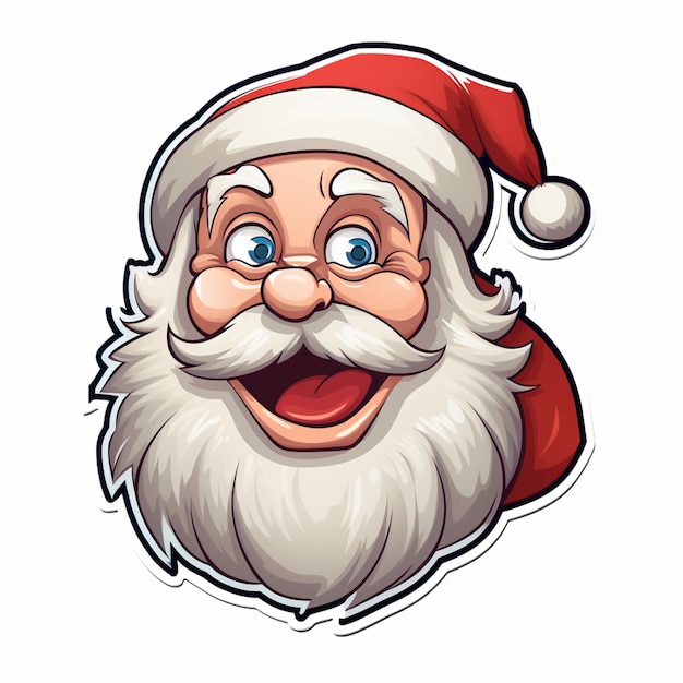 Photo cartoon santa claus face with big eyes and a beard generative ai