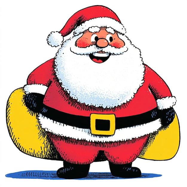 a cartoon of santa claus holding a bag of presents