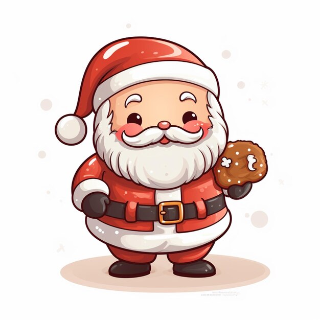 cartoon santa claus holding a cookie and a cookie generative ai