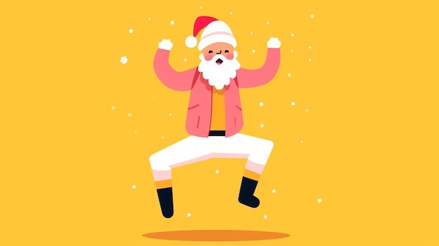 a cartoon santa claus is jumping in the air generative ai