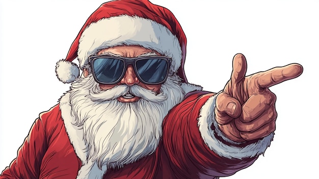 Photo a cartoon of a santa claus pointing to the right