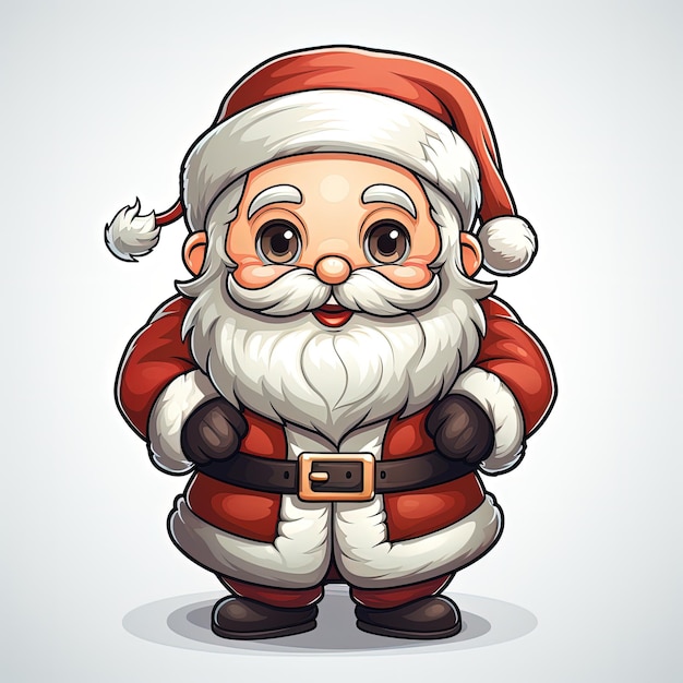 a cartoon of a santa claus standing in front of a gray background