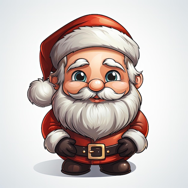 a cartoon of a santa claus standing in front of a white background