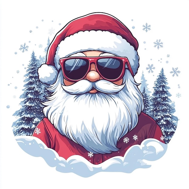 a cartoon of santa claus wearing sunglasses and a santa hat