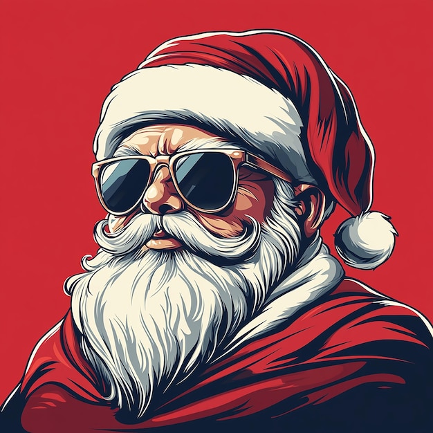 a cartoon of a santa claus wearing sunglasses