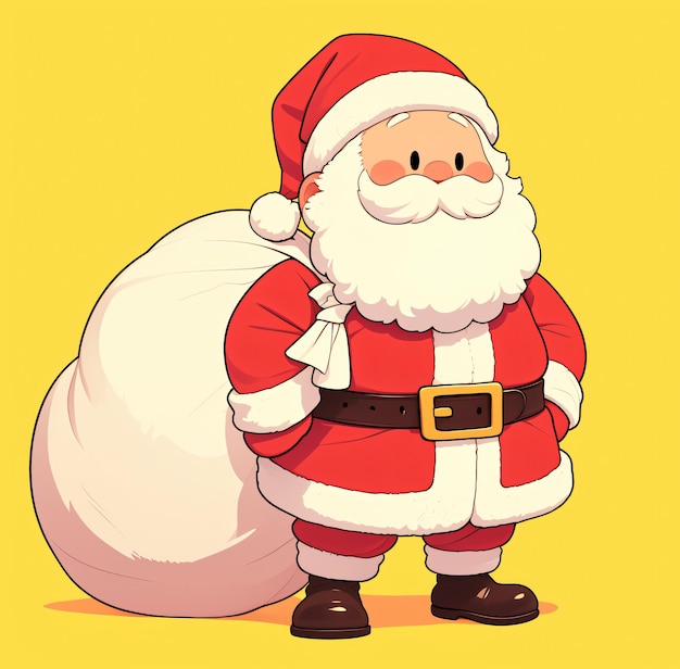 a cartoon of santa claus with a bag of presents