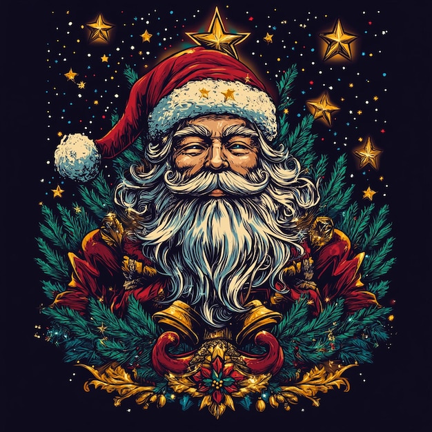 a cartoon of a santa claus with a star on his chest