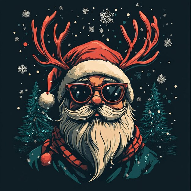 a cartoon of a santa hat and sunglasses with a santa hat on