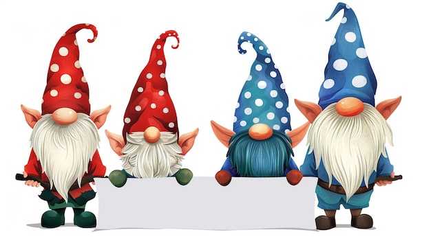 Photo a cartoon of santa hats with one of them wearing a hat