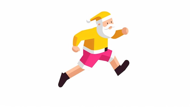 a cartoon santa running with a red hat and pink shorts generative ai