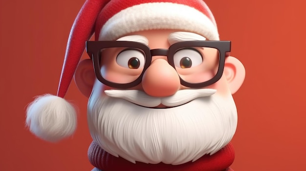 A cartoon santa with glasses and a red sweater