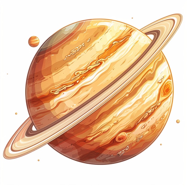 A cartoon Saturn planet 3d icon