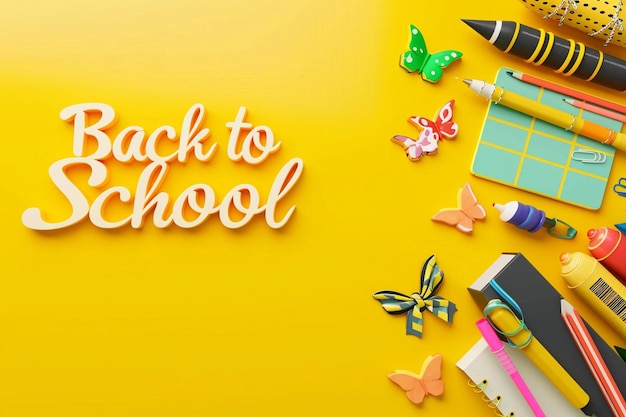 Cartoon school background bold Back to School text yellow theme