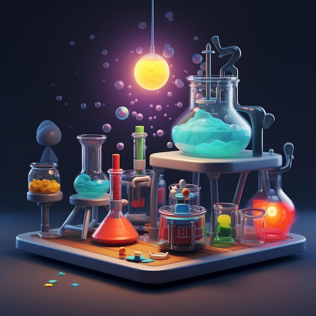 Cartoon Science Experiment Kits 3d