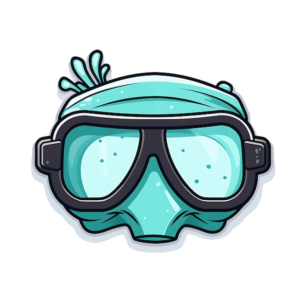 cartoon scuba mask with goggles on white background