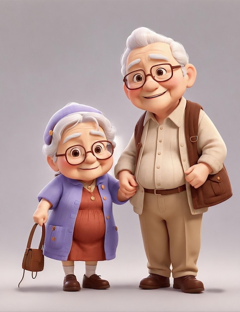 A cartoon of a senior couple smiling