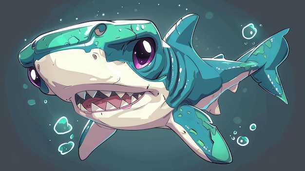 Cartoon Shark with Big Eyes