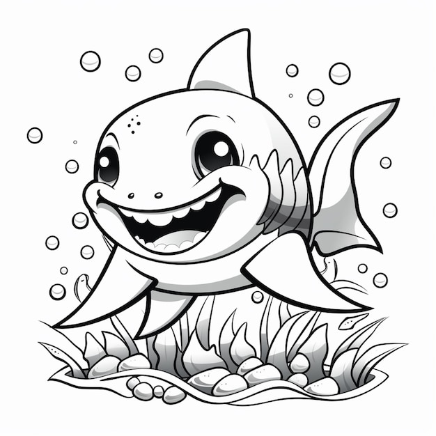 a cartoon shark with a big smile on his face generative ai