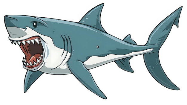 a cartoon shark with a shark in the middle of its mouth