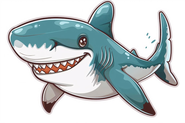 a cartoon shark with sharp teeth