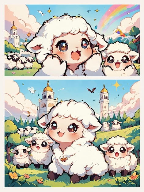 a cartoon of a sheep with a star on the front and the words  sheep