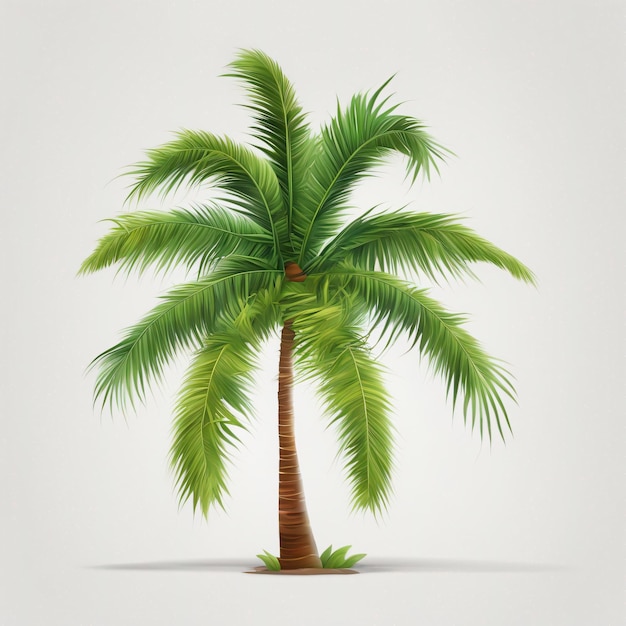 A cartoon single palm tree white background