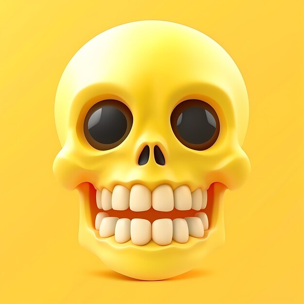 Photo cartoon skull emoji with big eyes