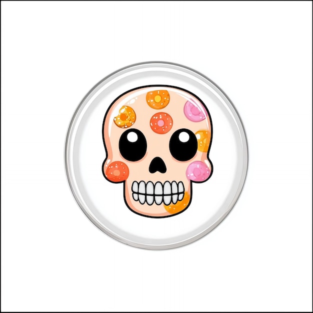 Photo cartoon skull with donuts