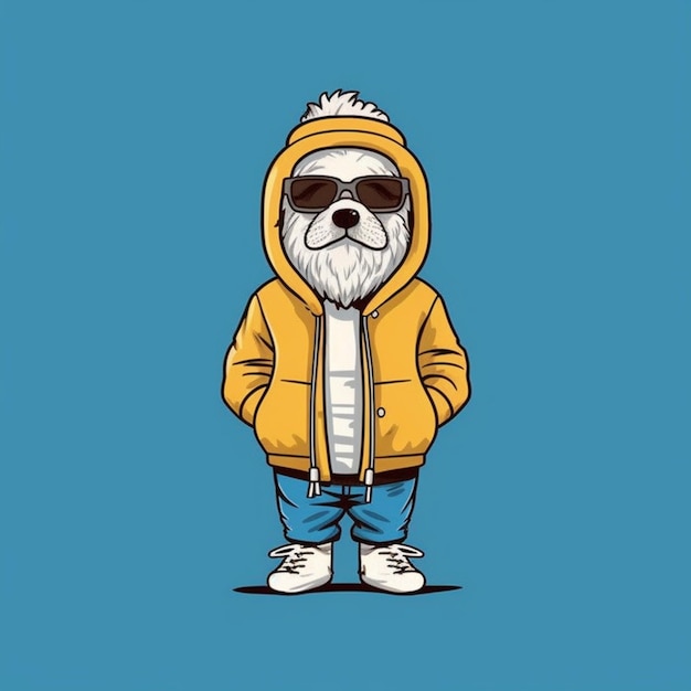 a cartoon sloth wearing sunglasses and a yellow jacket generative ai