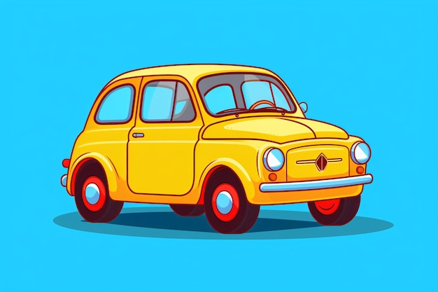 a cartoon of a small yellow car