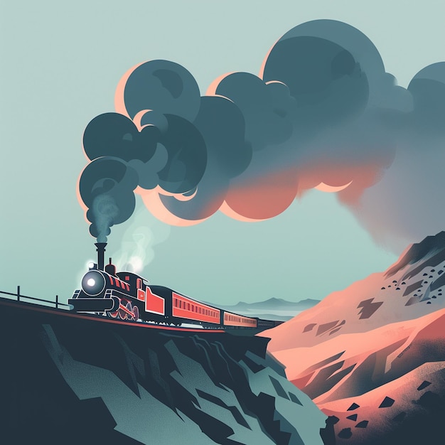 Photo cartoon smoke with train