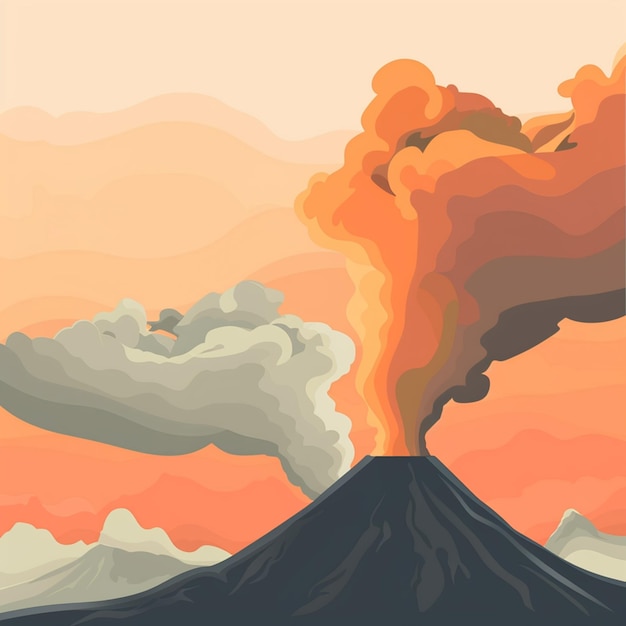 Photo cartoon smoke with volcano