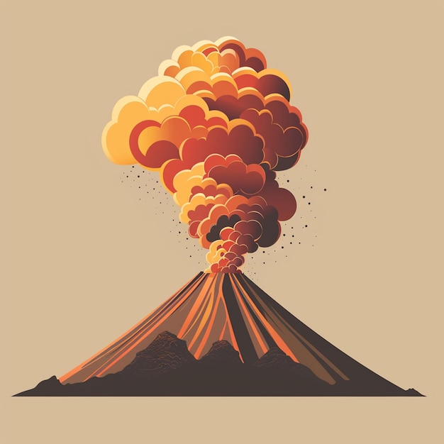 Photo cartoon smoke with volcano