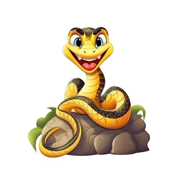 A cartoon snake on a rock