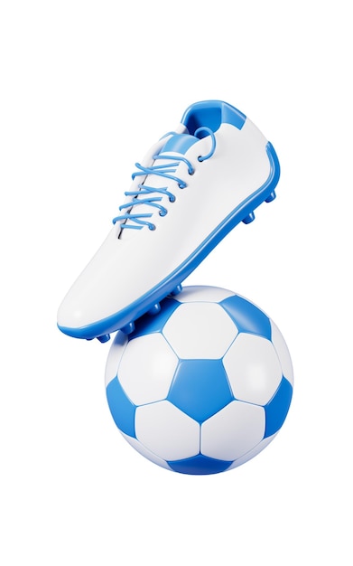 Photo cartoon sneakers and soccer balls football boots 3d rendering