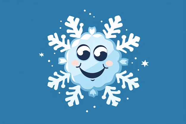 a cartoon snowflake with a smiling face