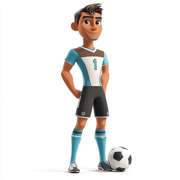 Photo cartoon soccer player character