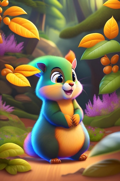 A cartoon of a squirrel ai generative