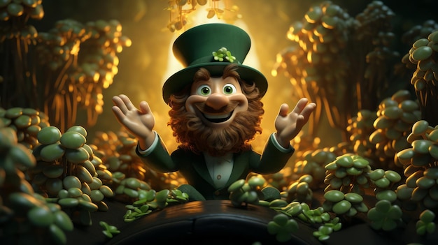 Cartoon St Patricks Day a day of pride for Ireland 17th March 3D style Generative AI