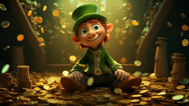 Cartoon St Patricks Day a day of pride for Ireland 17th March 3D style Generative AI