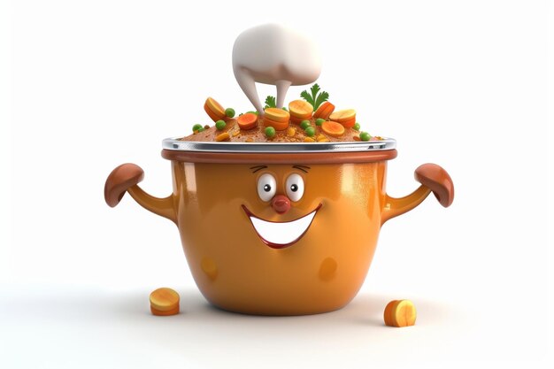 Cartoon Stew Pot Adventure On White Background