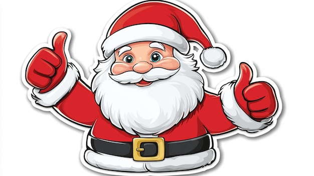 Photo cartoon sticker of santa claus giving a thumbs up