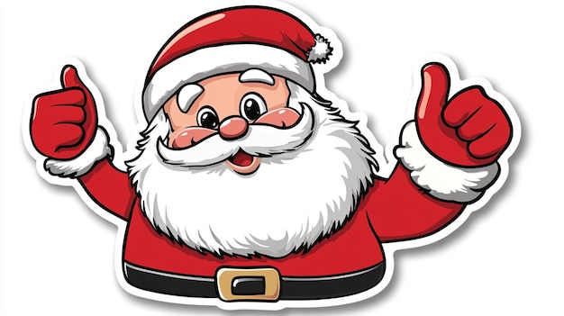 Photo cartoon sticker of santa claus giving a thumbs up